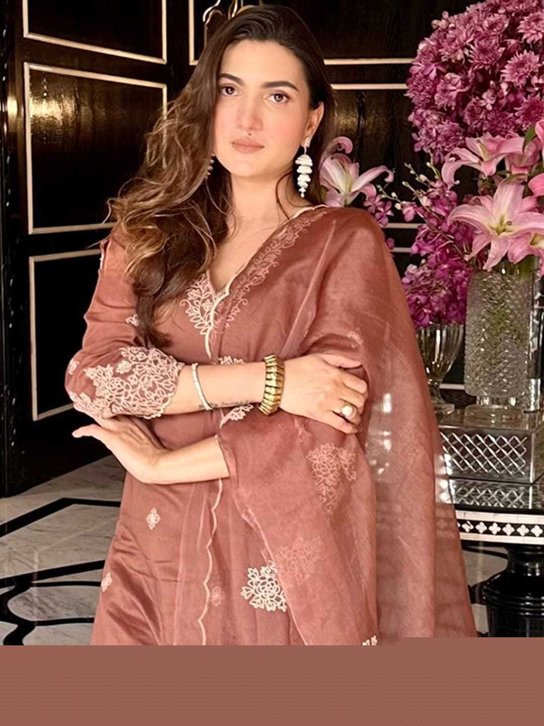 Viscose Chanderi Embroidered Kurti with Bottom and Dupatta - MYLUXURY LANE ENTERPRISE